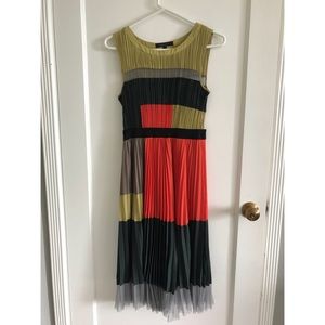 BCBG Lucea Color Block Pleated Dress
